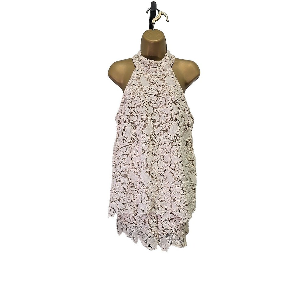 Judith March Pale Pink Lace Halter Top